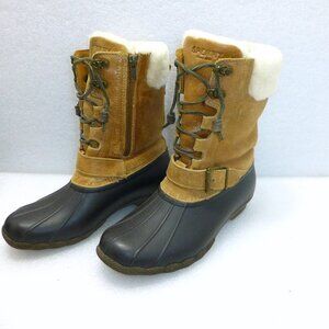 Sperry saltwater mud fur lined duck boots like new worn once 8.5